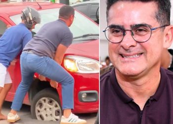 Vídeo: voluntários se unem para tirar carro do buraco em Manaus: ‘cadê o prefeito?’
