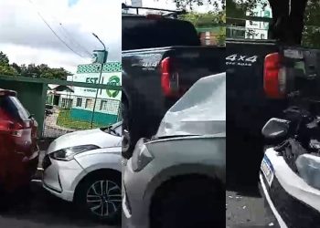 Vídeo: testemunhas filmam vários carros engavetados na Darcy Vargas