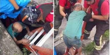 Em Manaus, bombeiros resgatam idoso que caiu em bueiro durante chuva e ficou dois dias lá