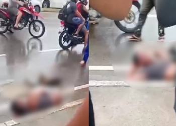 Vídeo: Populares revidam e esp@ncam ass@ltante que am3açou mulher com f@ca na Zona Leste de Manaus