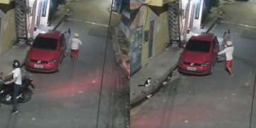 Câmera flagra mulher sendo r0ubada enquanto conversa com vizinho em rua de Manaus; veja