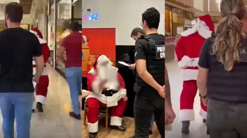 Vídeo: Papai Noel é retirado do shopping algemado após denúncia de est*pr0 de vulnerável