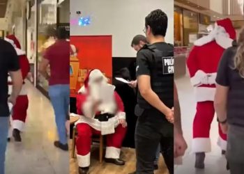 Vídeo: Papai Noel é retirado do shopping algemado após denúncia de est*pr0 de vulnerável