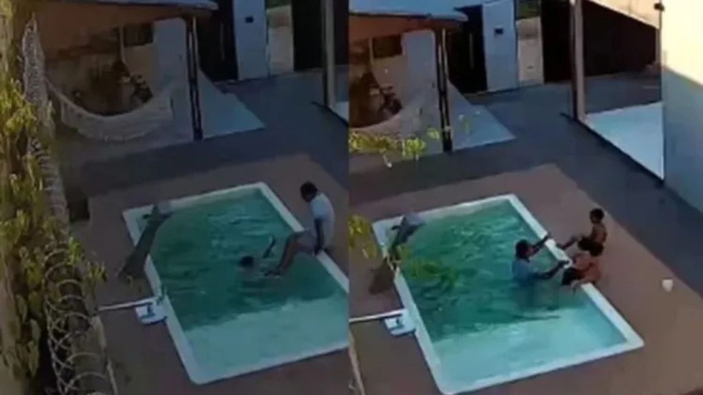 Pai corre e mergulha para resgatar filhos que se af0gavam na piscina; veja o vídeo