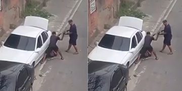 Vídeo forte: suspeito é espancad0 com macaco do carro que ele tentou r0ubar