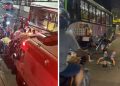 Vídeo: motoqueiro estoura a perna após atingir ônibus em Manaus