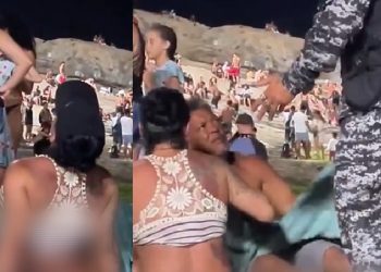 Vídeo: homem é filmado fazendo mulher de pirulito na praia: ‘pouca vergonha’