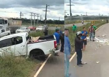 S10 que saiu de Manaus para Iranduba capota e deixa 7 pessoas da mesma  família feridas