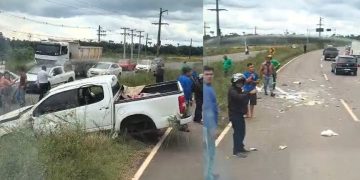 S10 que saiu de Manaus para Iranduba capota e deixa 7 pessoas da mesma  família feridas