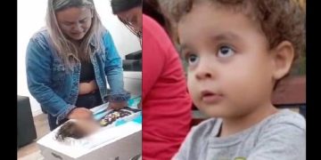 Mãe chora sobre caixão do filho de 3 anos  m0rto pelo pai em Manaus: ‘me perdoa, meu filho’