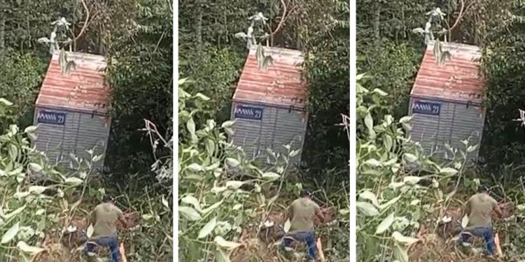 Vídeo: motorista desmaia ao volante de caminhão e cai no barranco em Manaus