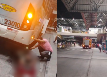 Vídeo: Homem c@i de ônibus no T4, é atr0p3lad0 e fica em estado gr@ve de saúde em Manaus