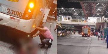 Vídeo: Homem c@i de ônibus no T4, é atr0p3lad0 e fica em estado gr@ve de saúde em Manaus