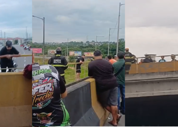 Vídeo: Jovem é impedido de se j0gar de viaduto em Manaus após quase uma hora de t3nsão