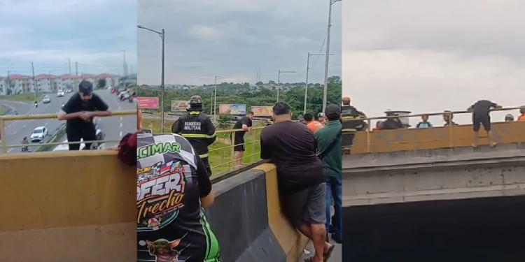 Vídeo: Jovem é impedido de se j0gar de viaduto em Manaus após quase uma hora de t3nsão