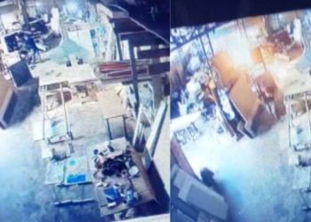 Câmera flagra homem ate4nd0 fogo intencionalmente em loja de sofás no São Francisco