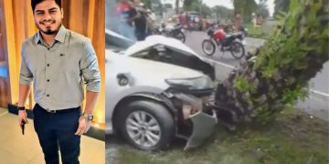 Filho de vereadora m0rr3 após carro b4ter em árvore em Itacoatiara