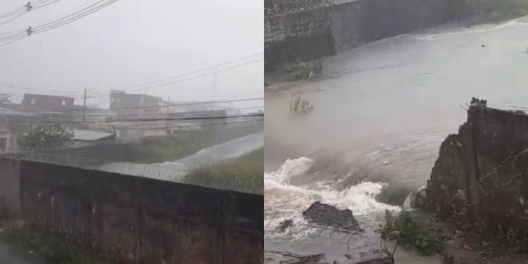 Muro da Vila Militar desaba em Manaus e atinge residências civis; vídeo