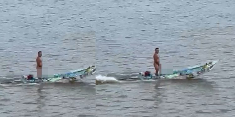 Vídeo: homem é filmado “batendo uma” no meio do rio: ‘égua, olha o punheteir0’