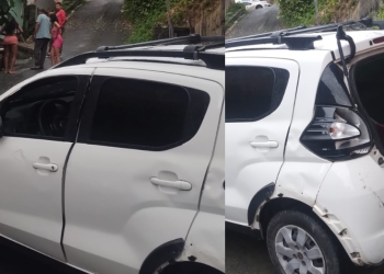 Carro cap0ta após não conseguir subir ladeira no bairro Mundo Novo, em Manaus