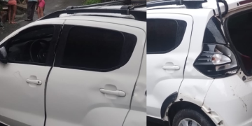 Carro cap0ta após não conseguir subir ladeira no bairro Mundo Novo, em Manaus