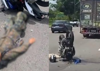 Militar quebra pulso e bate cabeça ao acertar traseira de caminhão com a moto em Manaus