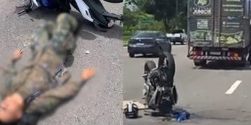 Militar quebra pulso e bate cabeça ao acertar traseira de caminhão com a moto em Manaus