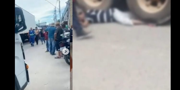 Vídeo urgente: atr0pelad0 agoniza embaixo de carreta em Manaus