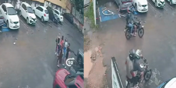 Câmeras flagram assalt0 a grupo de mulheres em estacionamento de faculdade no Adrianópolis; veja