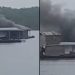 Vídeo: flutuante pega fogo no meio do rio hoje à tarde em Manaus