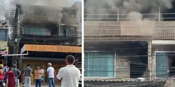 Vídeos: prédio de três andares pega fogo hoje à tarde na Praça 14