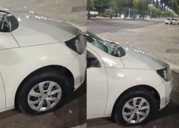‘Secaram meu pneu’: motorista denuncia flanelinhas por danos em carro na Ponta Negra; veja