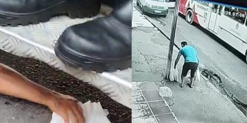 Veja vídeo do momento em que ônibus t0ra dedo de homem em Manaus