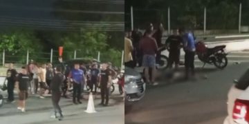 Mulher é atingida por motocicleta ao atravessar avenida para pegar ônibus em Manaus