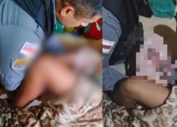 Jovem entra em trabalho de parto e recebe ajuda de policiais para dar à luz gêmeos no AM; vídeo