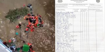 Imagens mostram lista de ocupantes da lancha naufragada no Encontro das Águas