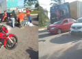 Vídeo: Acidente entre moto e carreta deixa casal f3rid0 e j0gad0 na Zona Leste de Manaus