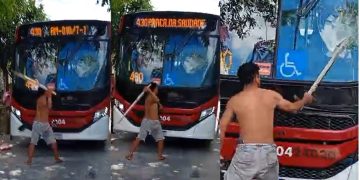 Vídeo: ônibus é atacad0 por “Curupira” em Manaus