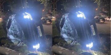 Vídeo: veículo em alta velocidade a caminho da Ponta Negra tomba poste em Manaus