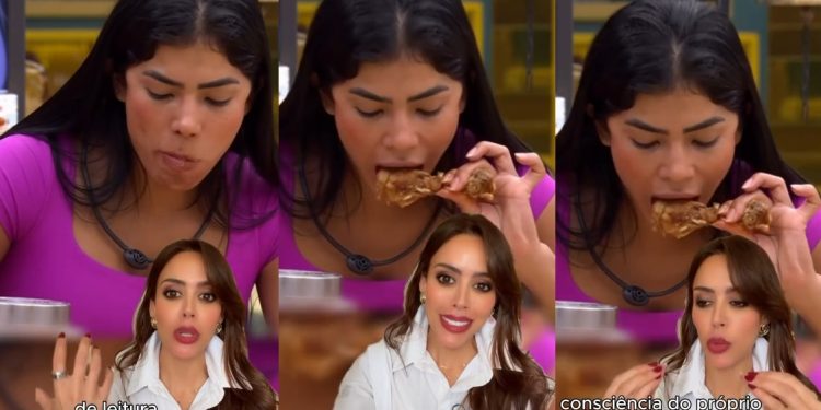 Após ver Marciele comendo frango com a mão, influenciadora chama cunhã de ‘primitiva’