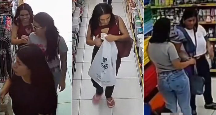 Vídeo: Quarteto de mulheres é flagrado dando prejuízo de mais de R$ 1 mil em loja no Tarumã