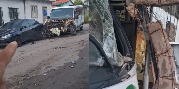 Vídeo: Micro-ônibus de rota perde freio, desce ladeira e invade casa na Zona Norte de Manaus