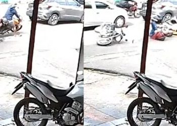 Vídeo: motoqueiro não consegue parar e acerta outro motociclista em Manaus