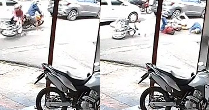 Vídeo: motoqueiro não consegue parar e acerta outro motociclista em Manaus