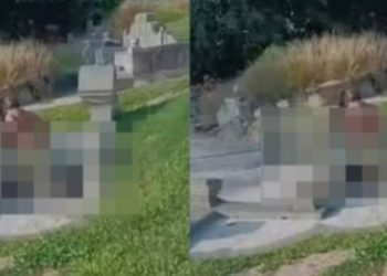 Vídeo: casal é filmado fazendo saliência em cima de lápide no cemitério