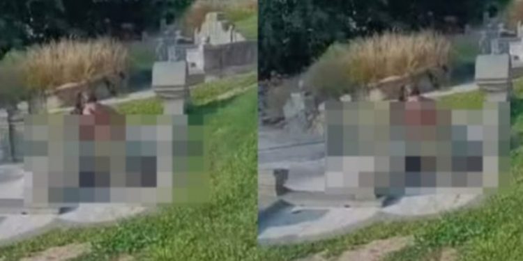 Vídeo: casal é filmado fazendo saliência em cima de lápide no cemitério
