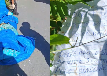 Vídeo: ‘Derramou s@ngu3 do irmão’, diz bilhete em c0rp0 d3capitad0 no ramal Água Branca