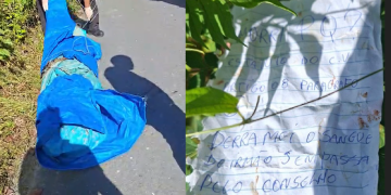 Vídeo: ‘Derramou s@ngu3 do irmão’, diz bilhete em c0rp0 d3capitad0 no ramal Água Branca
