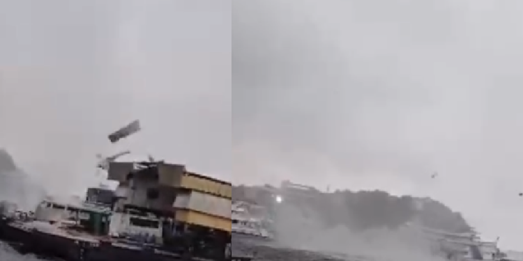 Video: No Porto do São Raimundo, redemoinho arrasta objetos e partes de embarcação