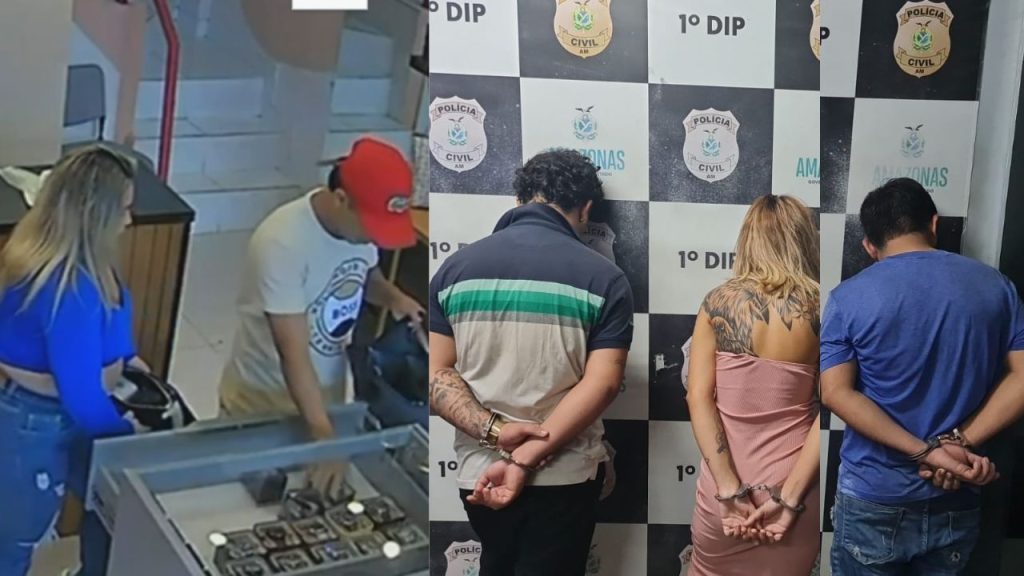 Vídeo: Dois homens invadem loja, comparsa dá apoio em carro clonado e trio é preso pela Rocam